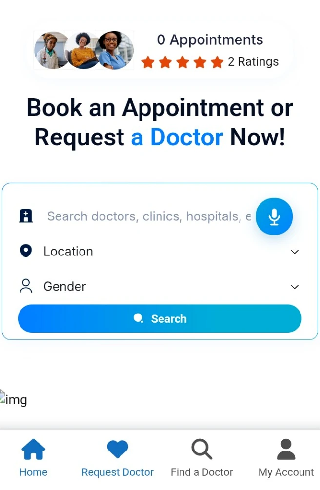 Mzansi Doctors appointment and doctor search interface